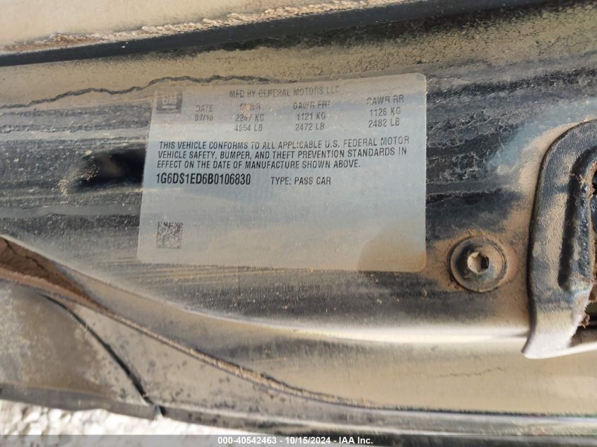 2011 Cadillac Cts Premium Collection VIN: 1G6DS1ED6B0106830 Lot: 40542463