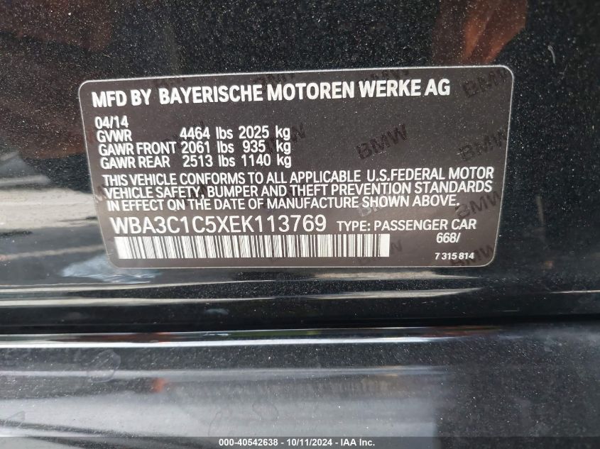 WBA3C1C5XEK113769 2014 BMW 328I I Sulev