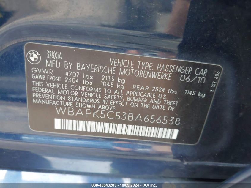 WBAPK5C53BA656538 2011 BMW 328I xDrive