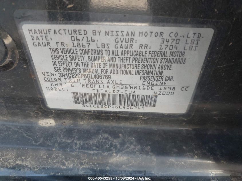 3N1CE2CP6GL406769 2016 Nissan Versa Note S/S Plus/Sv/Sl/Sr