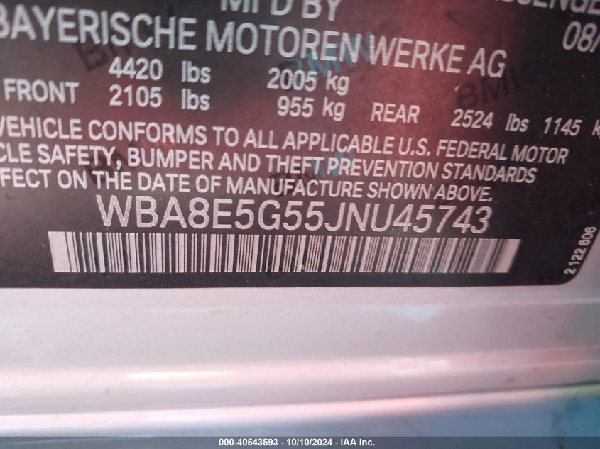 WBA8E5G55JNU45743 2018 BMW 320I xDrive