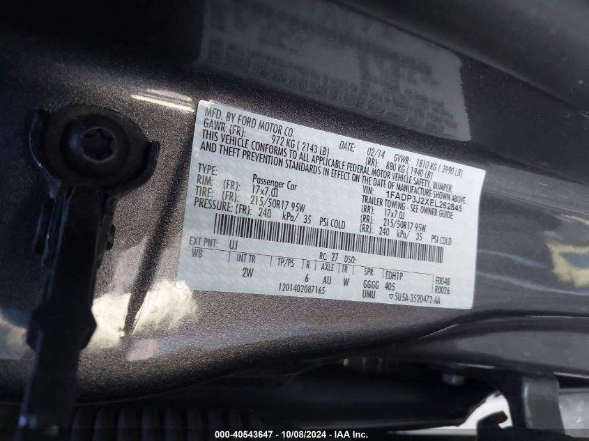 1FADP3J2XEL262845 2014 Ford Focus Titanium