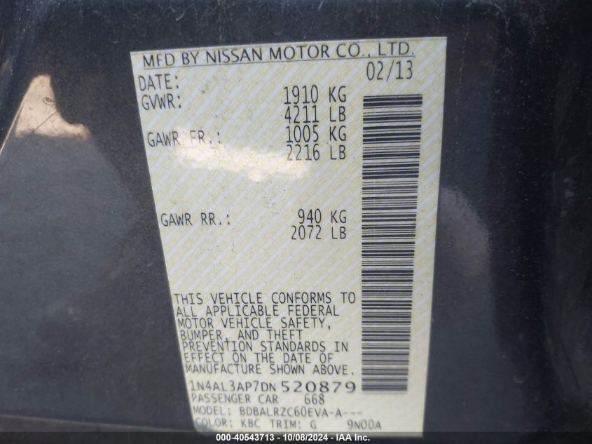 1N4AL3AP7DN520879 2013 Nissan Altima 2.5 S