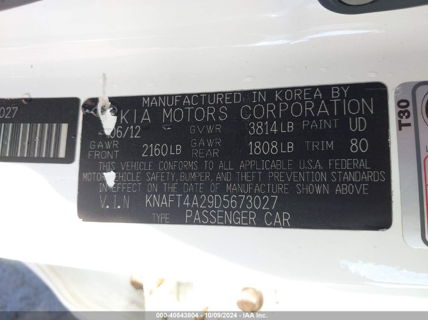 KNAFT4A29D5673027 2013 Kia Forte Lx