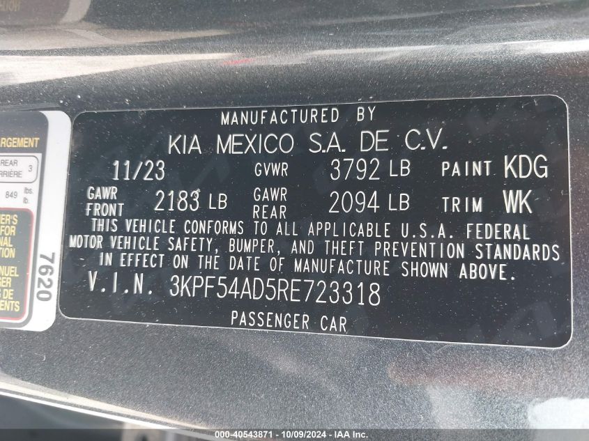 3KPF54AD5RE723318 2024 Kia Forte Gt-Line