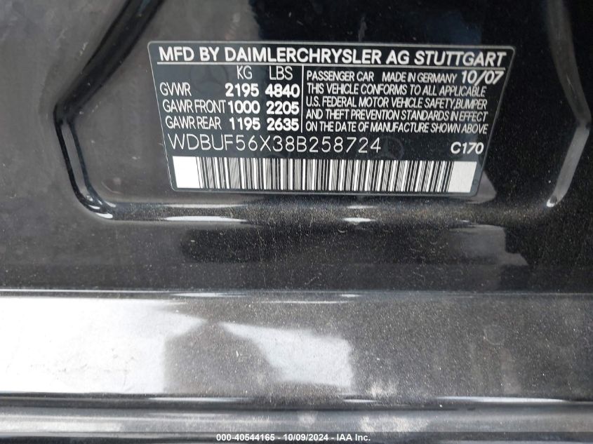 WDBUF56X38B258724 2008 Mercedes-Benz E 350