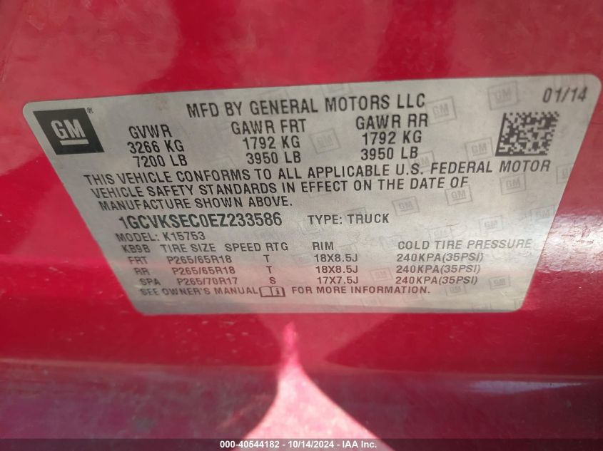 2014 CHEVROLET SILVERADO 1500 2LZ - 1GCVKSEC0EZ233586