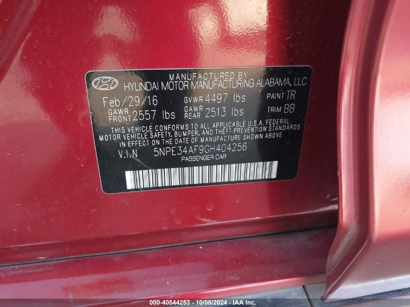 5NPE34AF9GH404256 2016 Hyundai Sonata Limited