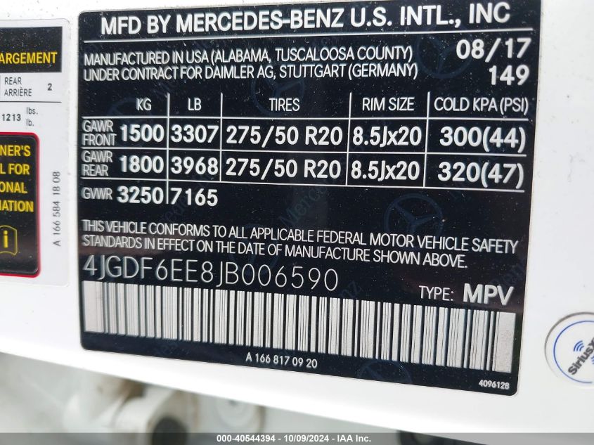 4JGDF6EE8JB006590 2018 Mercedes-Benz Gls 450 4Matic