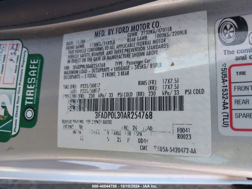 3FADP0L30AR254768 2010 Ford Fusion Hybrid