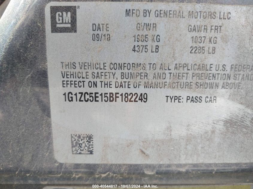 1G1ZC5E15BF182249 2011 Chevrolet Malibu 1Lt