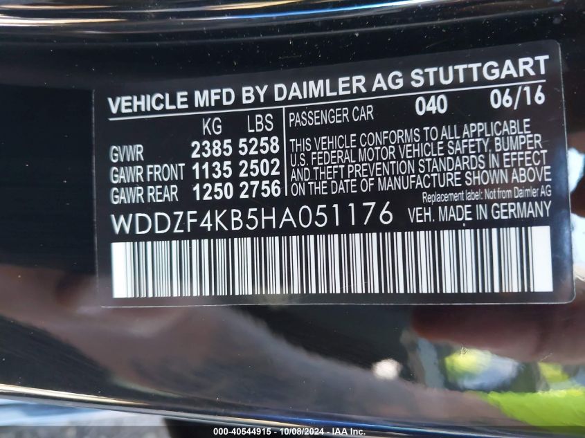 WDDZF4KB5HA051176 2017 Mercedes-Benz E 300 4Matic