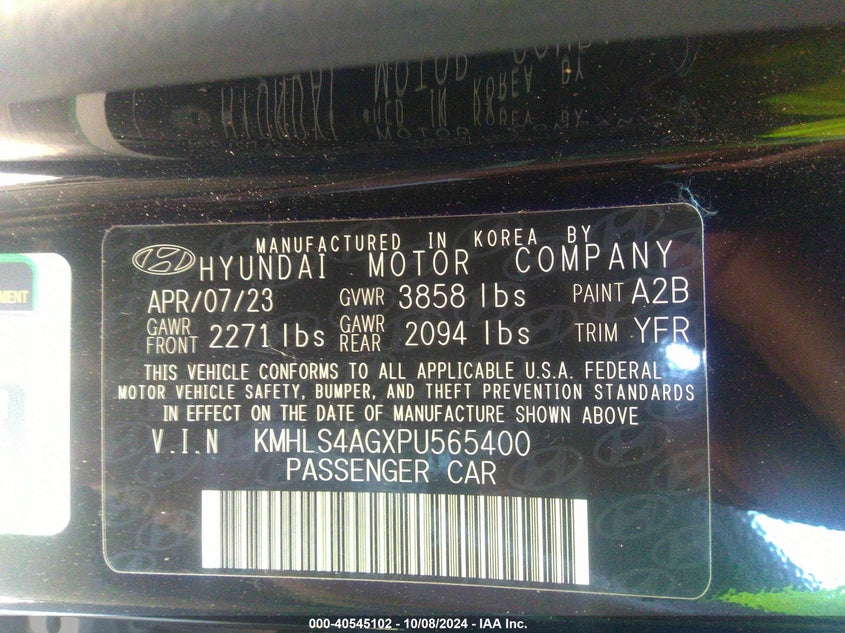 KMHLS4AGXPU565400 2023 Hyundai Elantra Sel