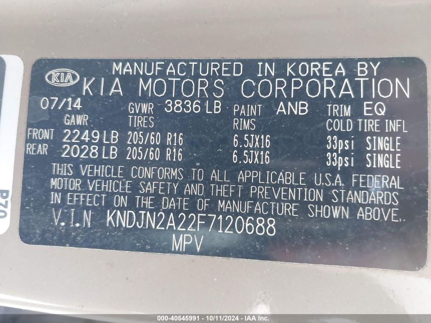 KNDJN2A22F7120688 2015 Kia Soul