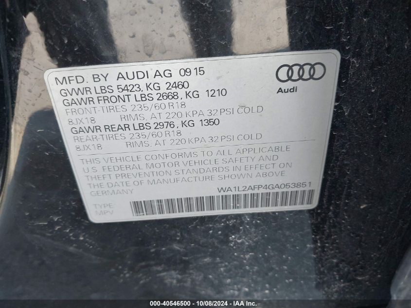 WA1L2AFP4GA053851 2016 Audi Q5 2.0T Premium