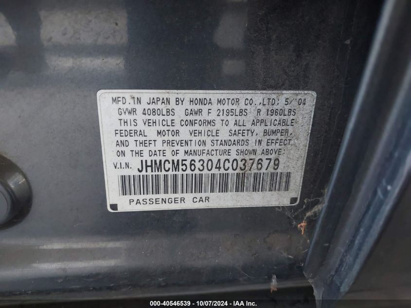 JHMCM56304C037679 2004 Honda Accord 2.4 Lx