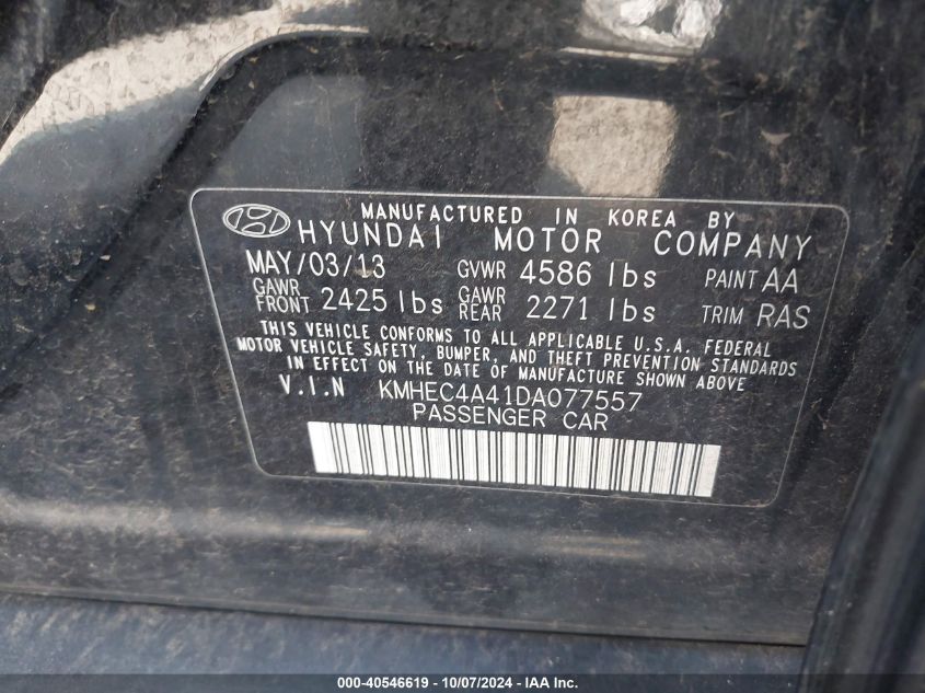 KMHEC4A41DA077557 2013 Hyundai Sonata Hybrid