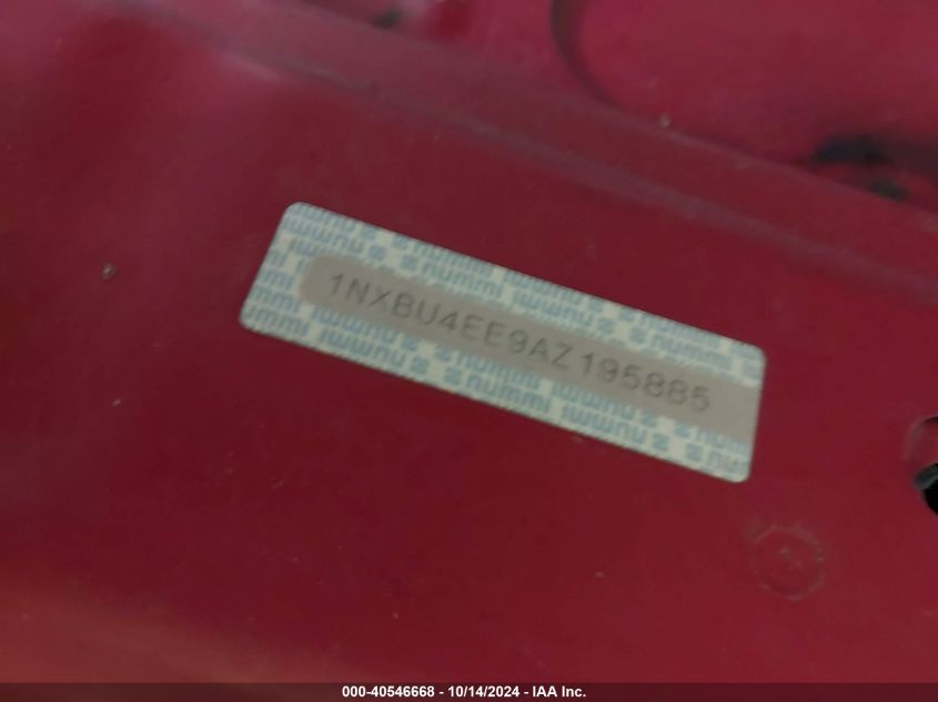 2010 Toyota Corolla VIN: 1NXBU4EE9AZ195885 Lot: 40546668