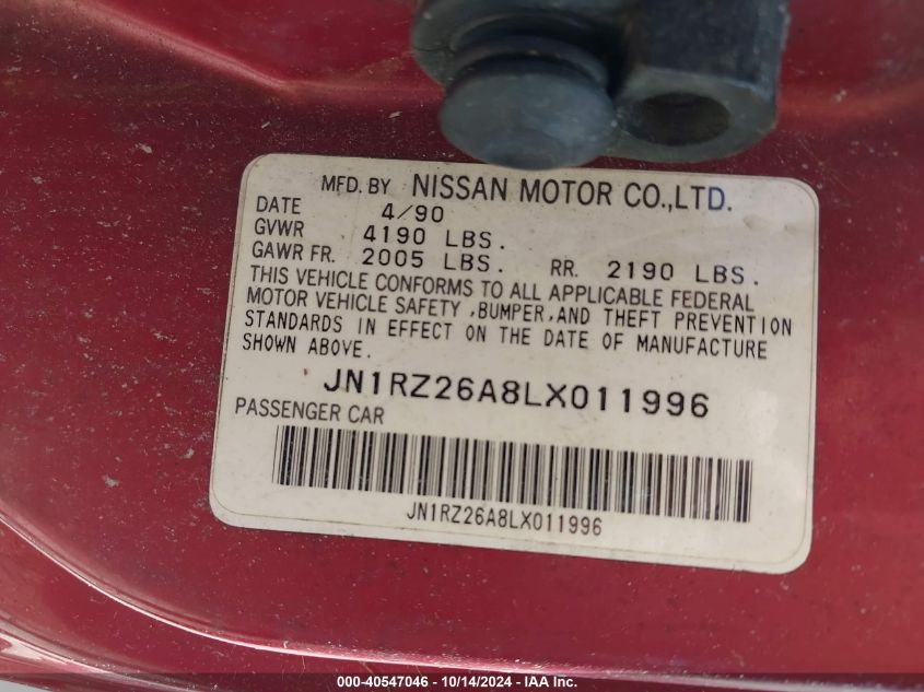 1990 Nissan 300Zx 2+2 VIN: JN1RZ26A8LX011996 Lot: 40547046