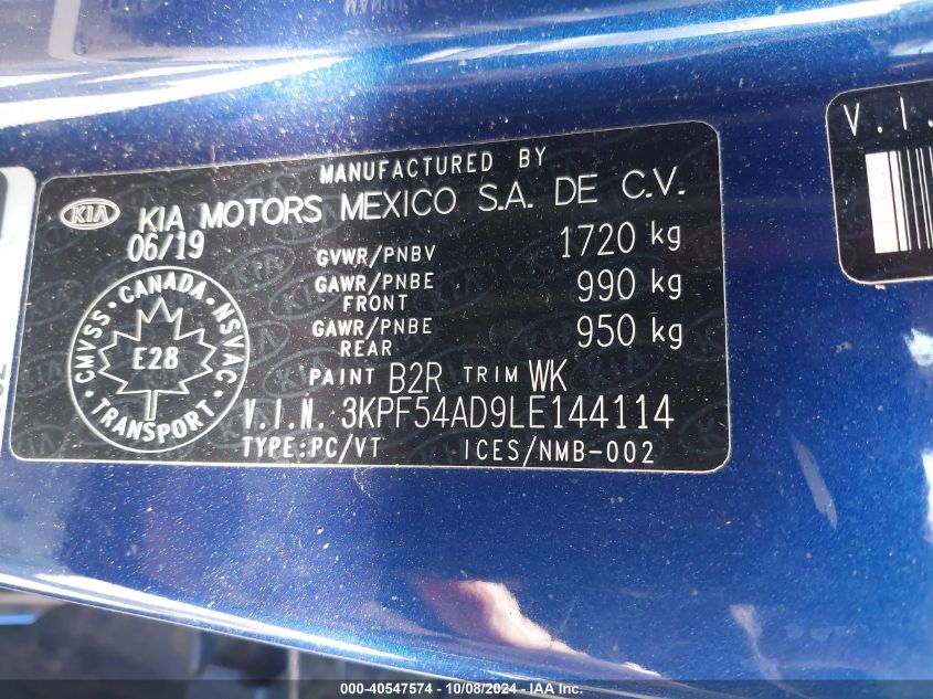 3KPF54AD9LE144114 2020 Kia Forte Ex