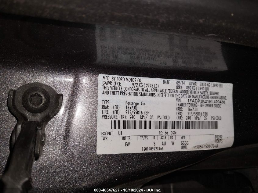 1FADP3K21EL420438 2014 Ford Focus Se