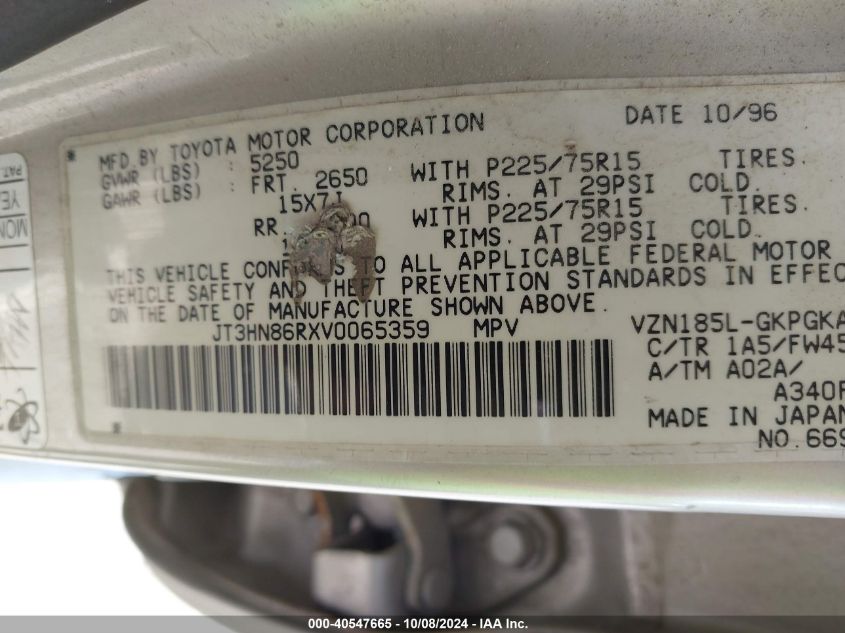 JT3HN86RXV0065359 1997 Toyota 4Runner Sr5 V6