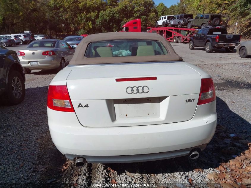 2006 Audi A4 1.8 Cabriolet VIN: WAUAC48H76K008619 Lot: 40547741