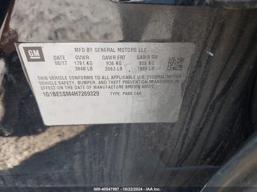 2017 CHEVROLET CRUZE VIN: 1G1BE5SM4H7269329
