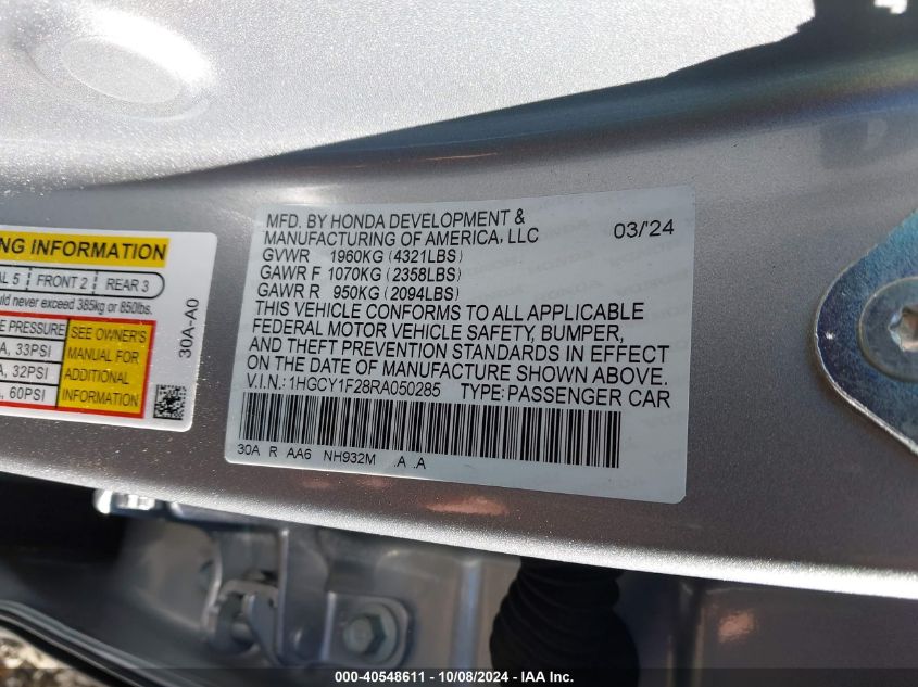 1HGCY1F28RA050285 2024 Honda Accord Lx