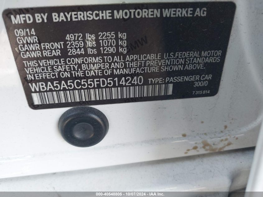 WBA5A5C55FD514240 2015 BMW 528I