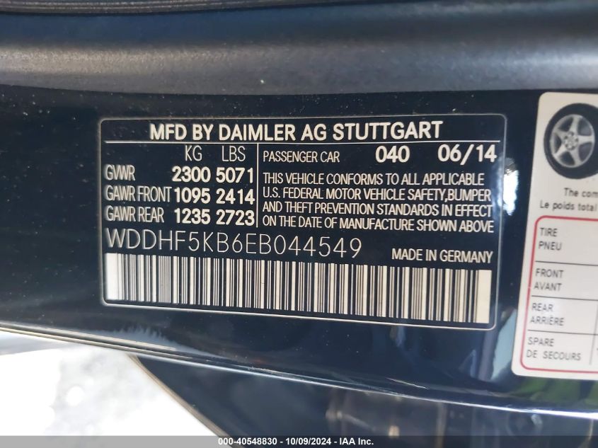 WDDHF5KB6EB044549 2014 Mercedes-Benz E 350