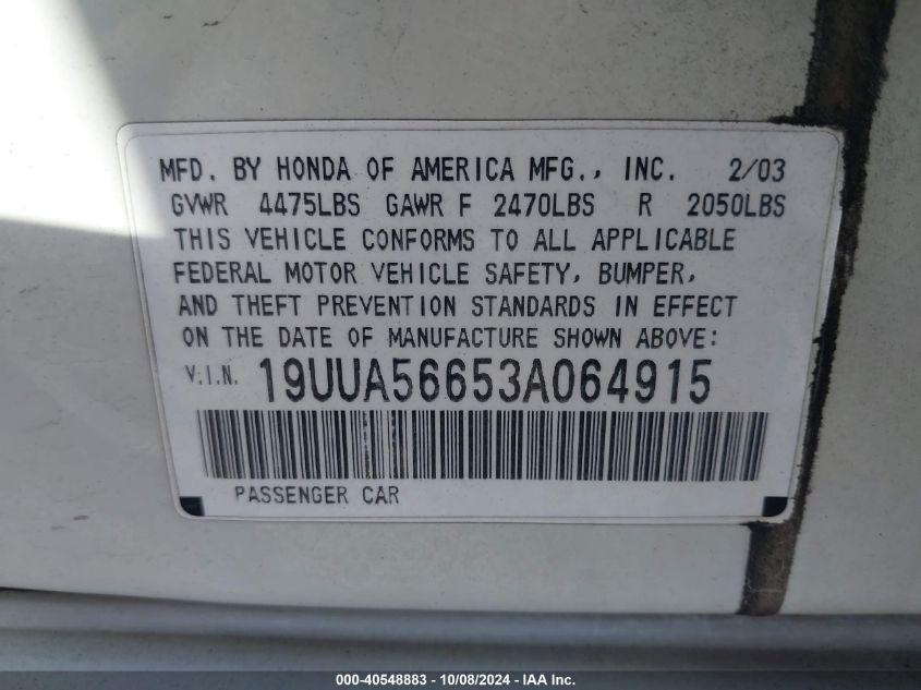 19UUA56653A064915 2003 Acura Tl 3.2