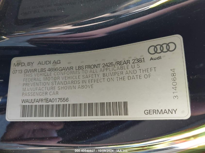 WAULFAFR1EA017556 2014 Audi A5 2.0T Premium