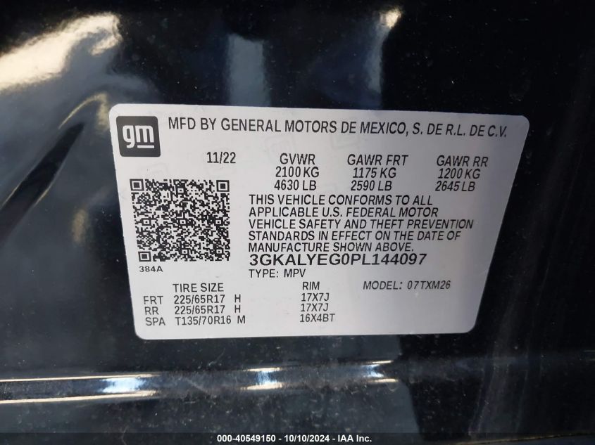 2023 GMC Terrain Awd At4 VIN: 3GKALYEG0PL144097 Lot: 40549150