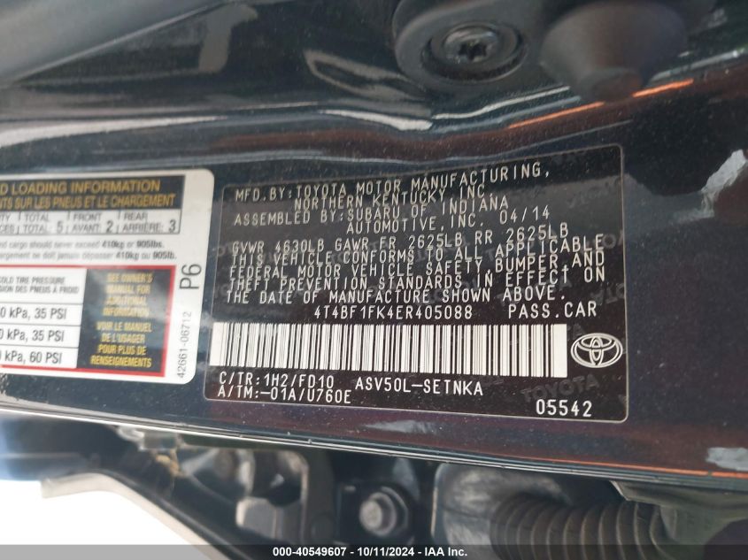 4T4BF1FK4ER405088 2014 Toyota Camry Le