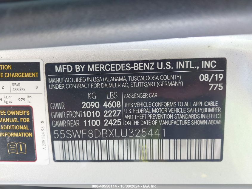 55SWF8DBXLU325441 2020 Mercedes-Benz C 300