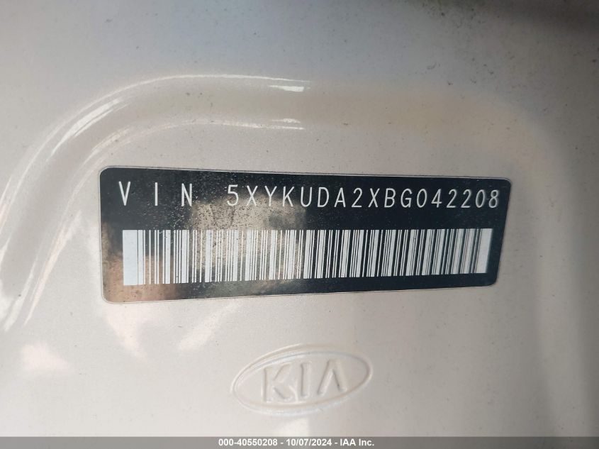 5XYKUDA2XBG042208 2011 Kia Sorento Ex V6