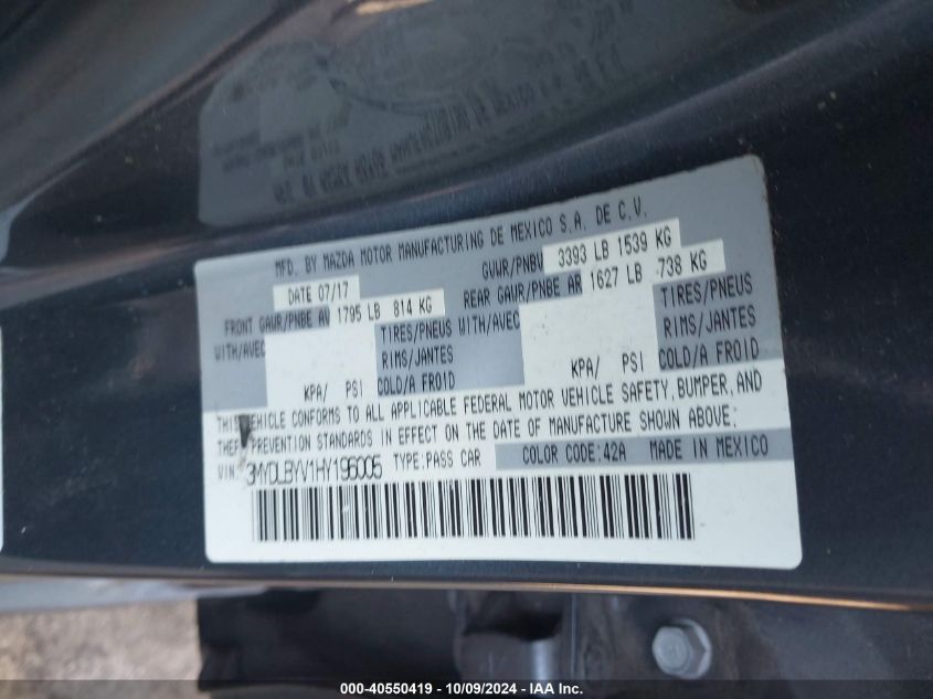 3MYDLBYV1HY196005 2017 Toyota Yaris Ia