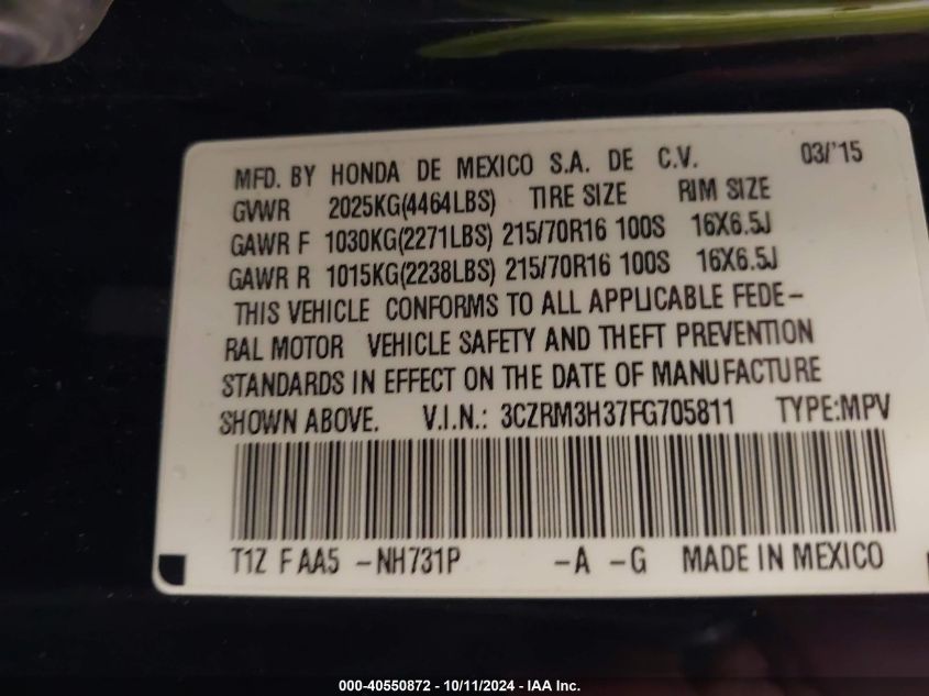 3CZRM3H37FG705811 2015 Honda Cr-V Lx