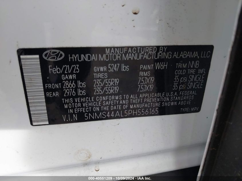 5NMS44AL5PH556165 2023 Hyundai Santa Fe Limited