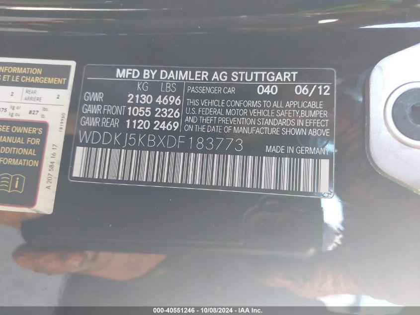 WDDKJ5KBXDF183773 2013 Mercedes-Benz E 350