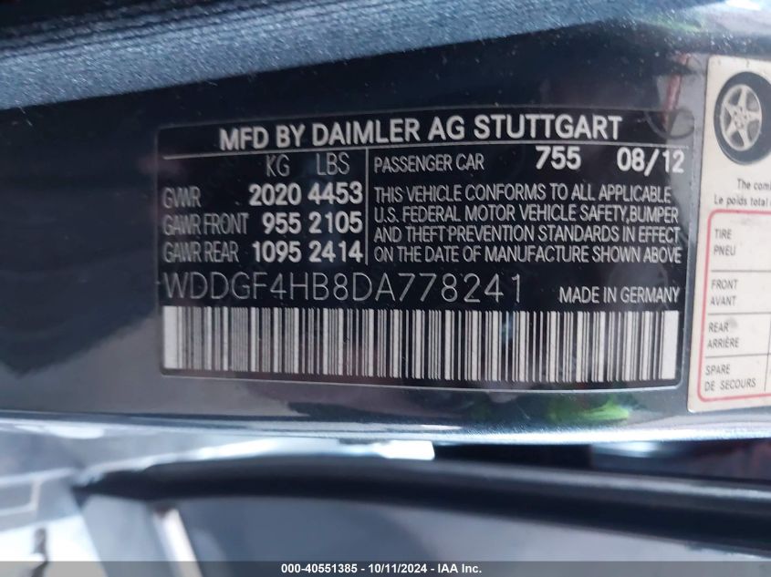 WDDGF4HB8DA778241 2013 Mercedes-Benz C 250 Luxury/Sport