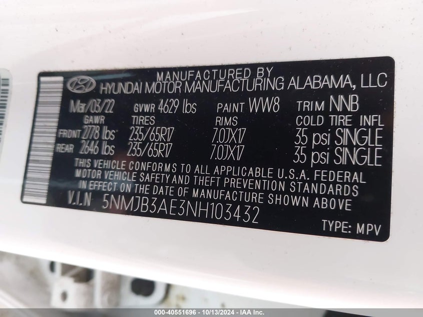 2022 HYUNDAI TUCSON SEL - 5NMJB3AE3NH103432