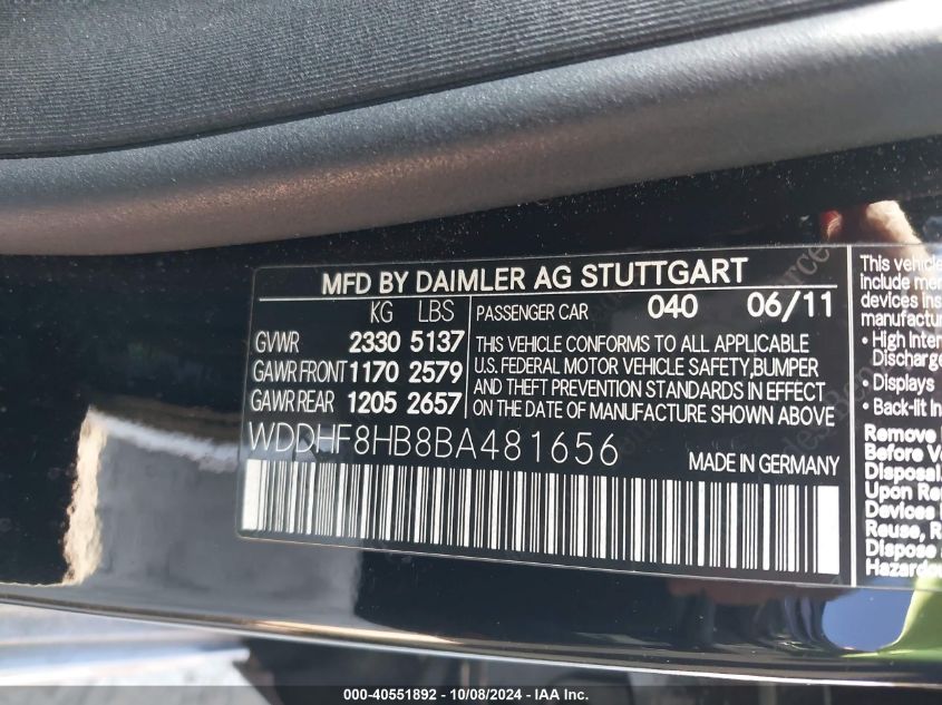 WDDHF8HB8BA481656 2011 Mercedes-Benz E 350 4Matic