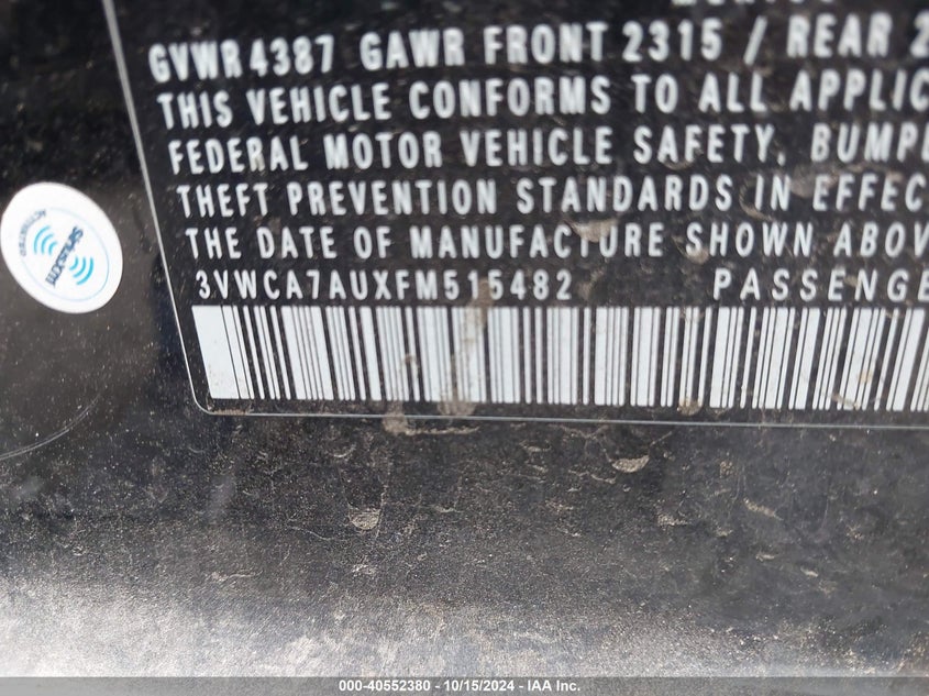 2015 VOLKSWAGEN GOLF SPORTWAGEN TDI S/TDI SE/TDI SEL - 3VWCA7AUXFM515482