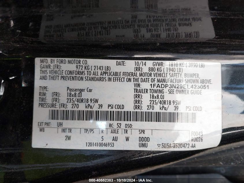 1FADP3N29EL423051 2014 Ford Focus Titanium