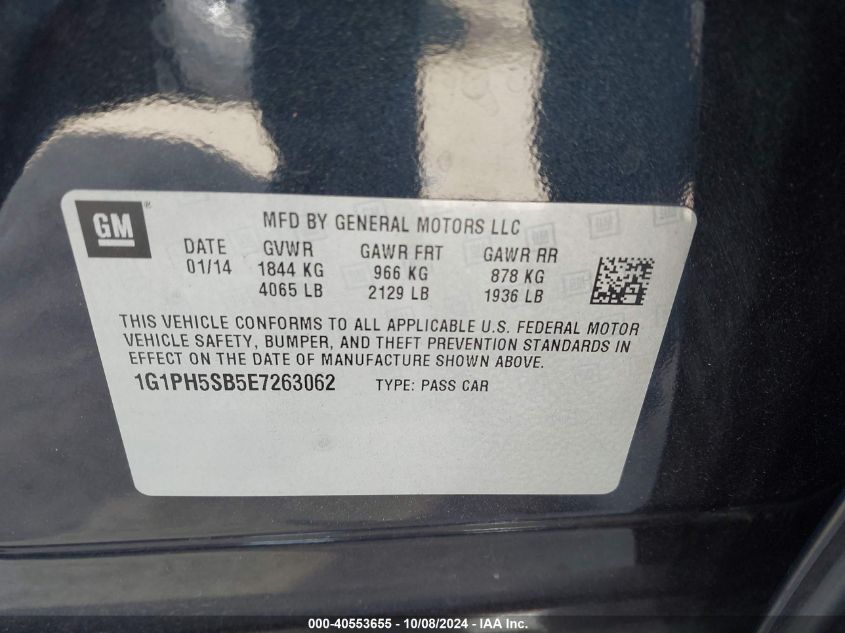 1G1PH5SB5E7263062 2014 Chevrolet Cruze Eco Auto