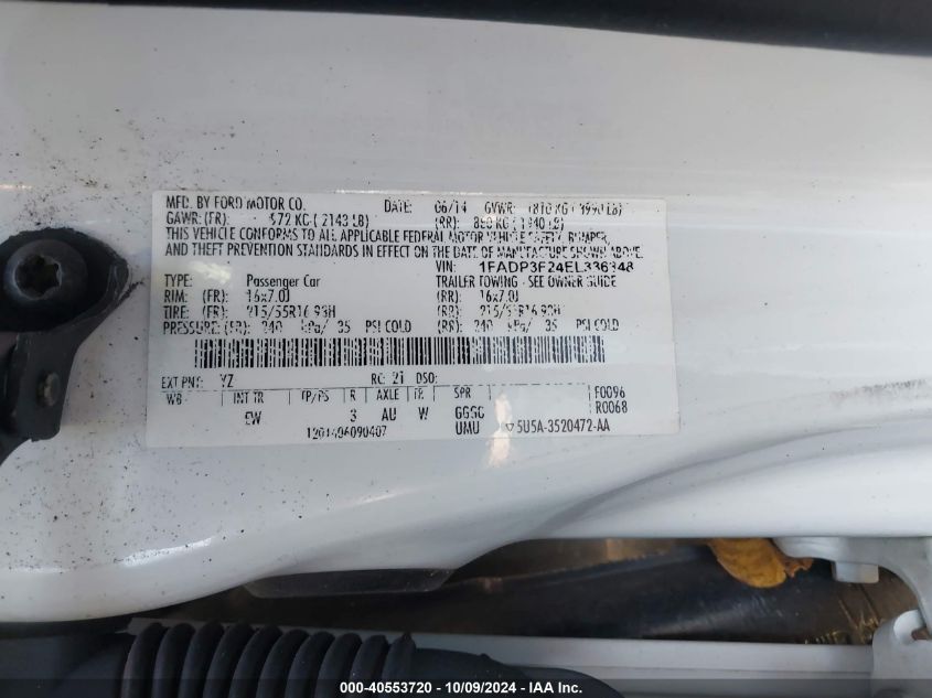 1FADP3F24EL336348 2014 Ford Focus Se