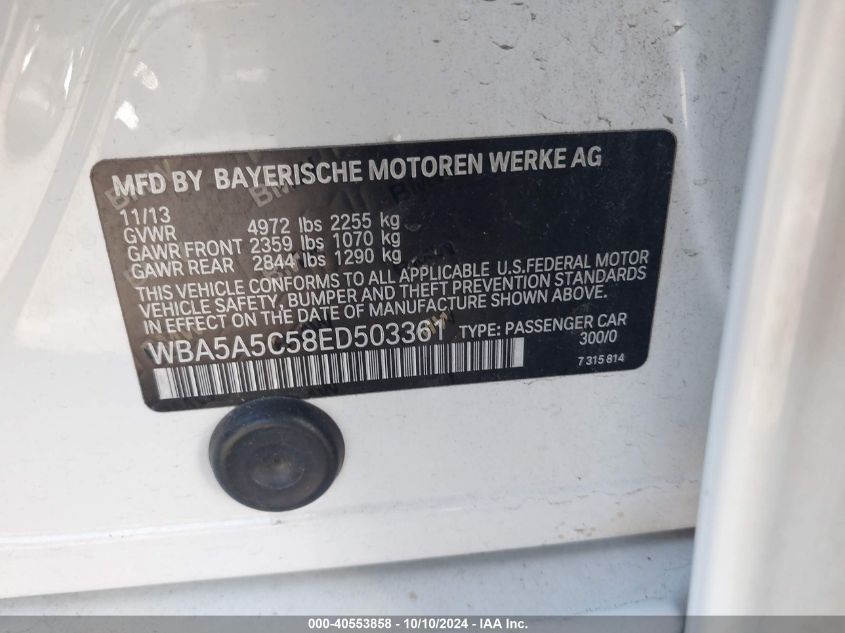 WBA5A5C58ED503361 2014 BMW 528I