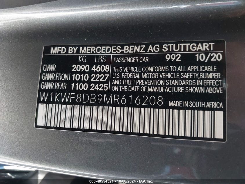 W1KWF8DB9MR616208 2021 Mercedes-Benz C 300 Sedan